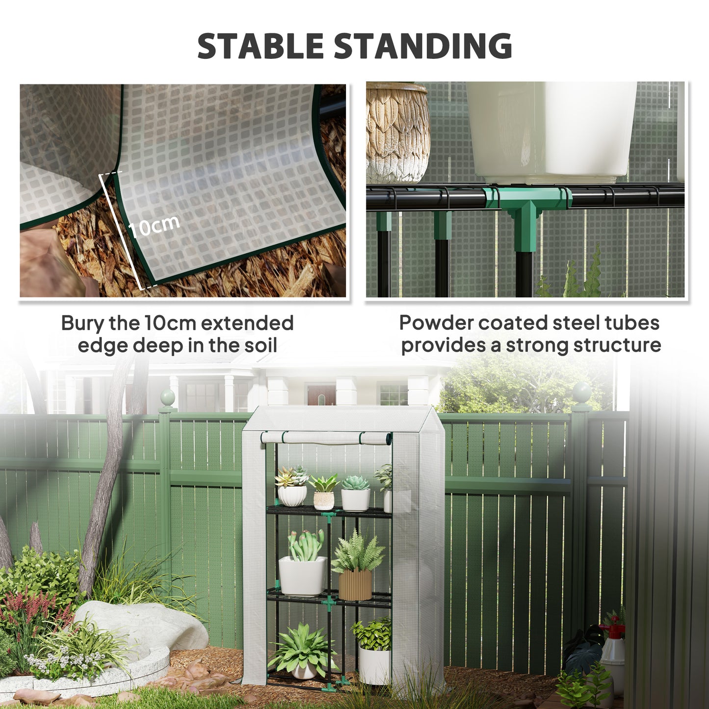40 x 100cm Three Shelf Steel Frame Greenhouse