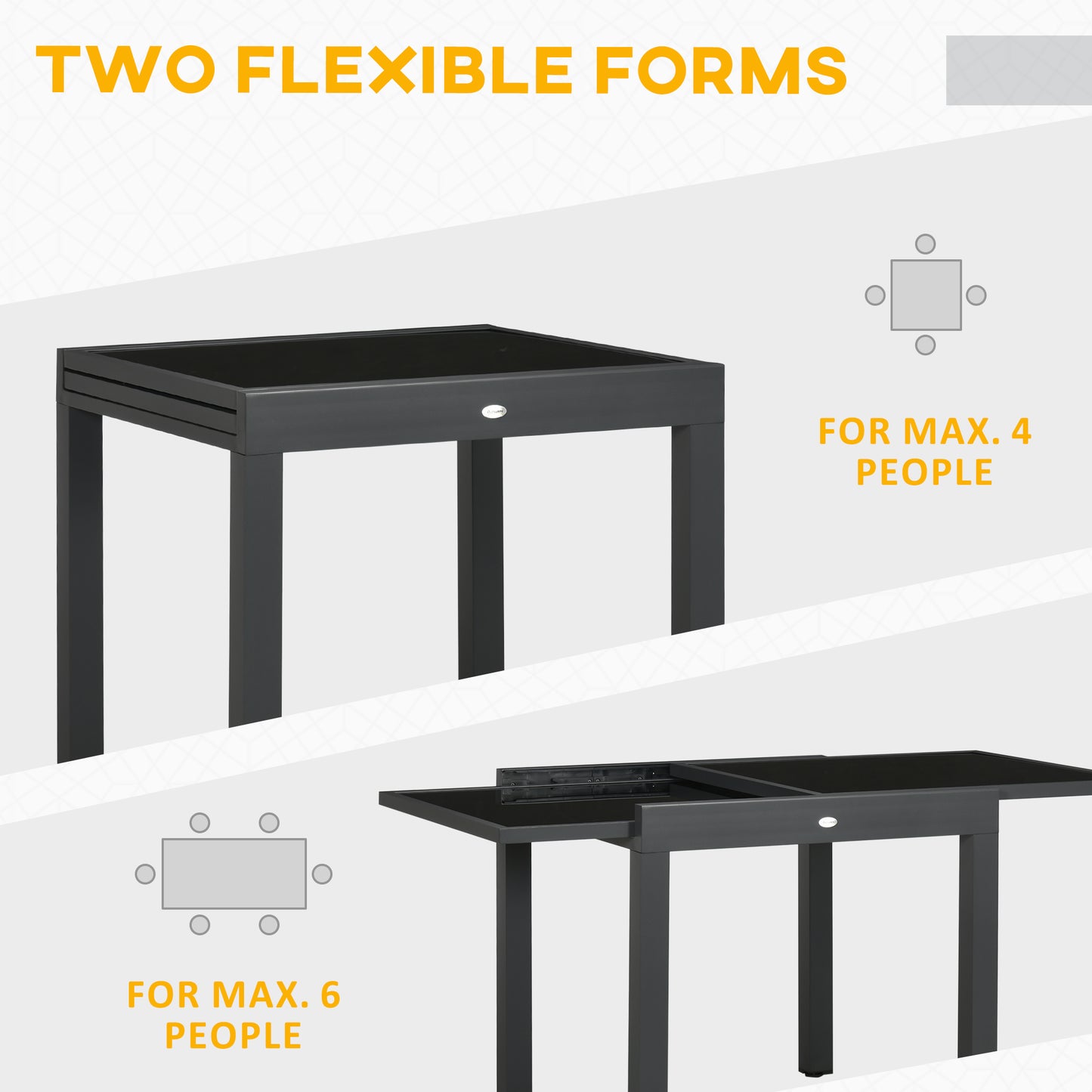 Extending Garden Table, Outdoor Dining Table with Aluminium Frame
