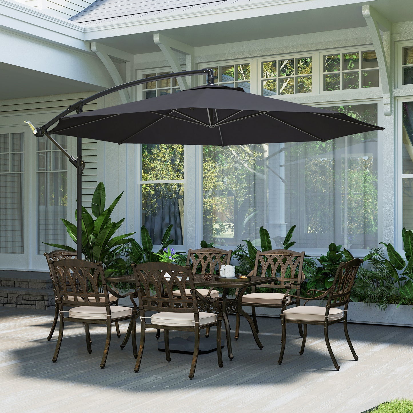 3 m Overhanging Cantilever Parasol, with Cross Base