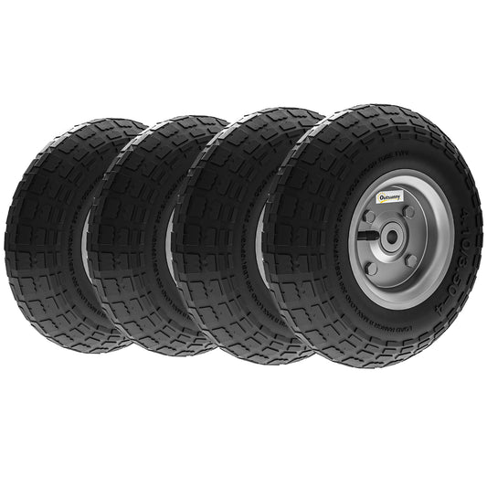 Set of 4 Pneumatic Wheels, 10" Wheelbarrow Wheels Replacement