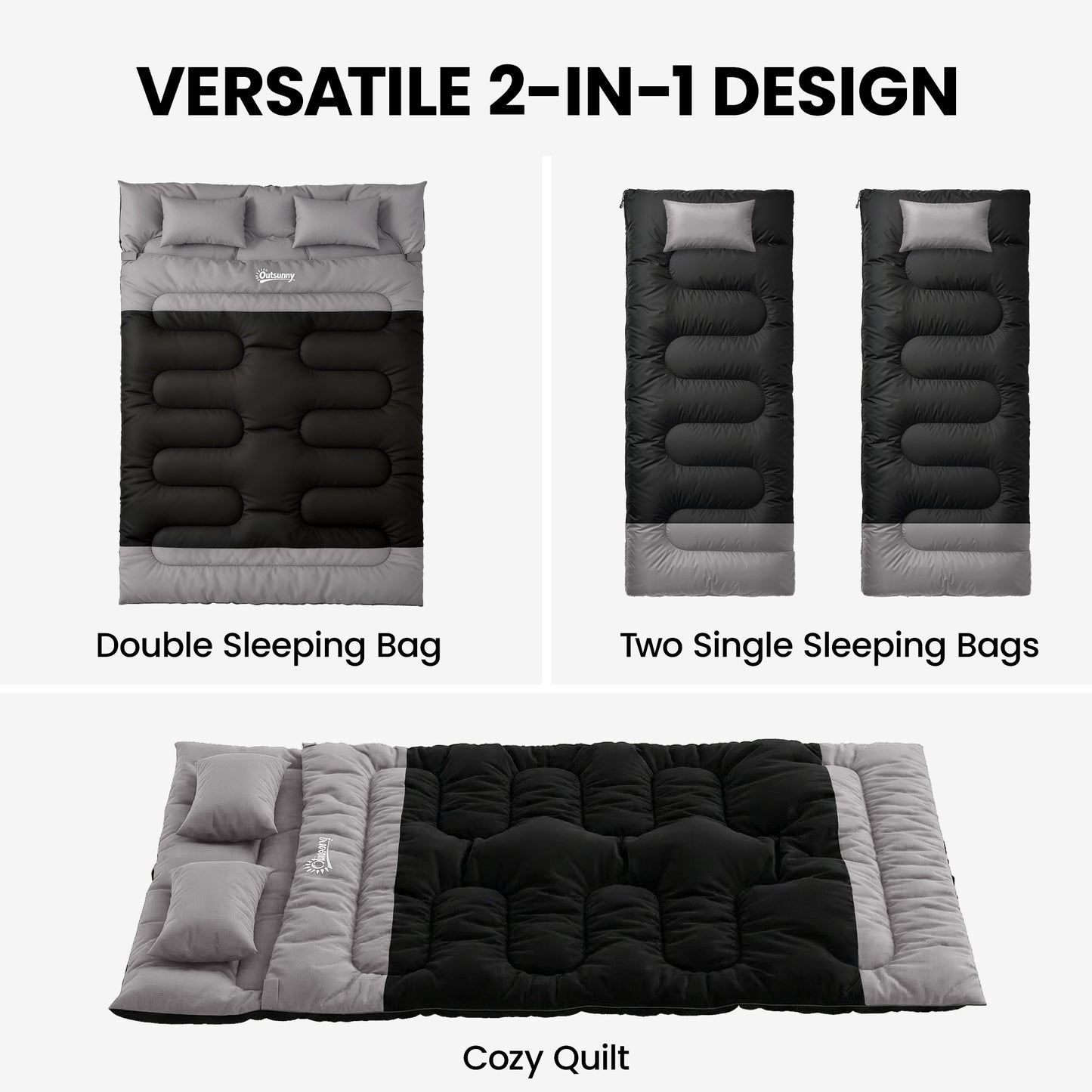 Double Sleeping Bag with 2 Pillows (2)