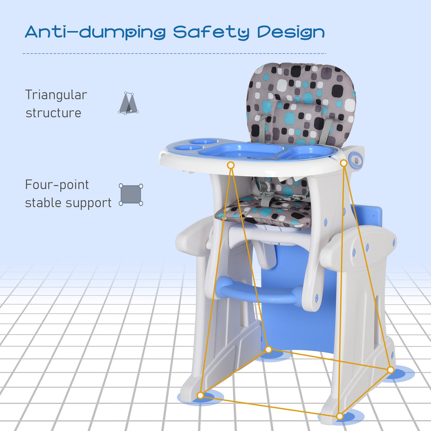 2 in 1 Convertible Baby High Chair Toddler Table Chair Infant
