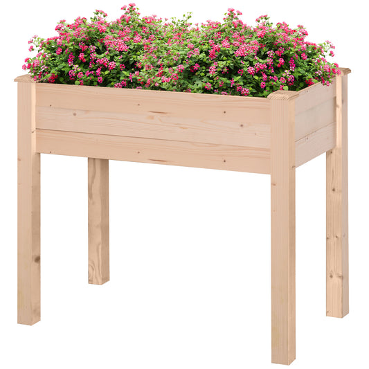 Garden Wooden Planters， Rectangular Raised Bed,Flower Box