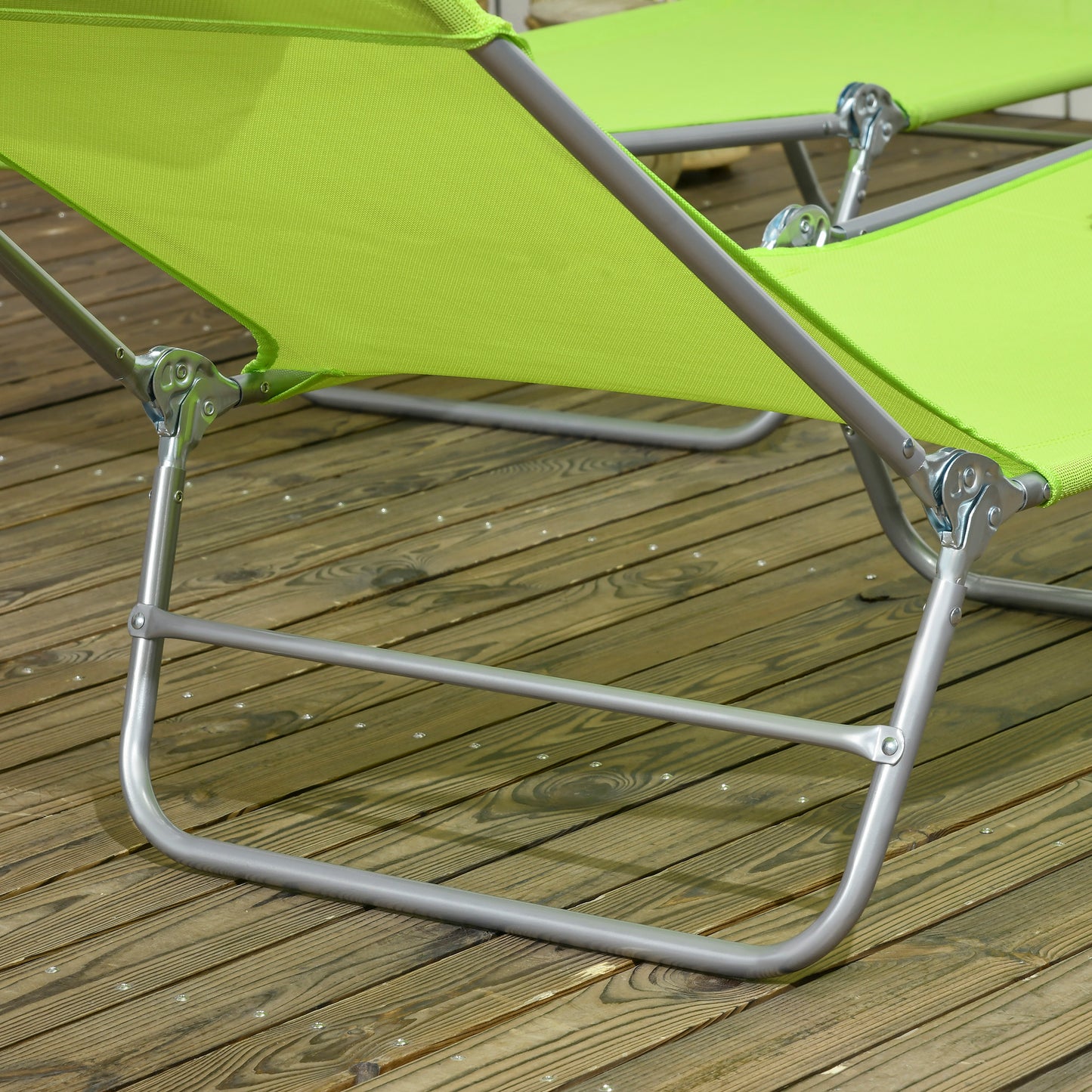 Set of Two Steel Frame Sun Loungers, with Reclining Backs