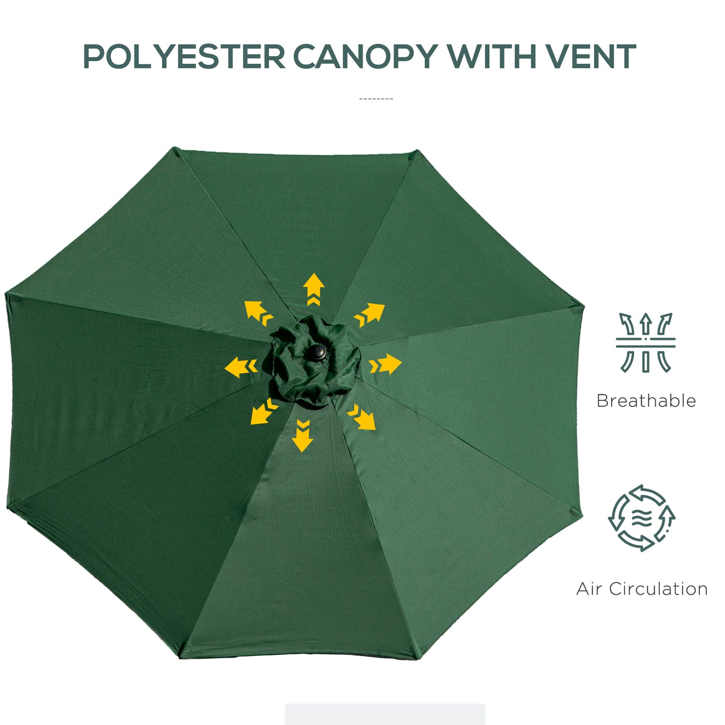 3(m) Tilting Parasol Garden Umbrellas, Outdoor Sun Shade with 8 Ribs