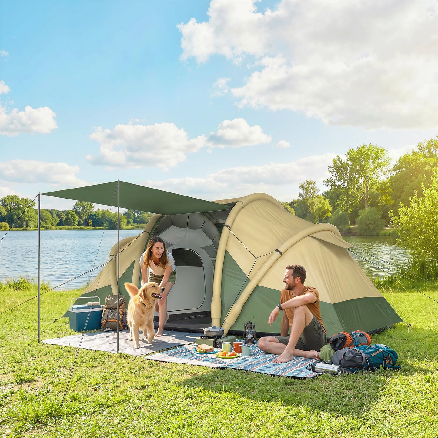 Inflatable Tent 2 Bedroom 3000mm Waterproof Windproof Air Tent