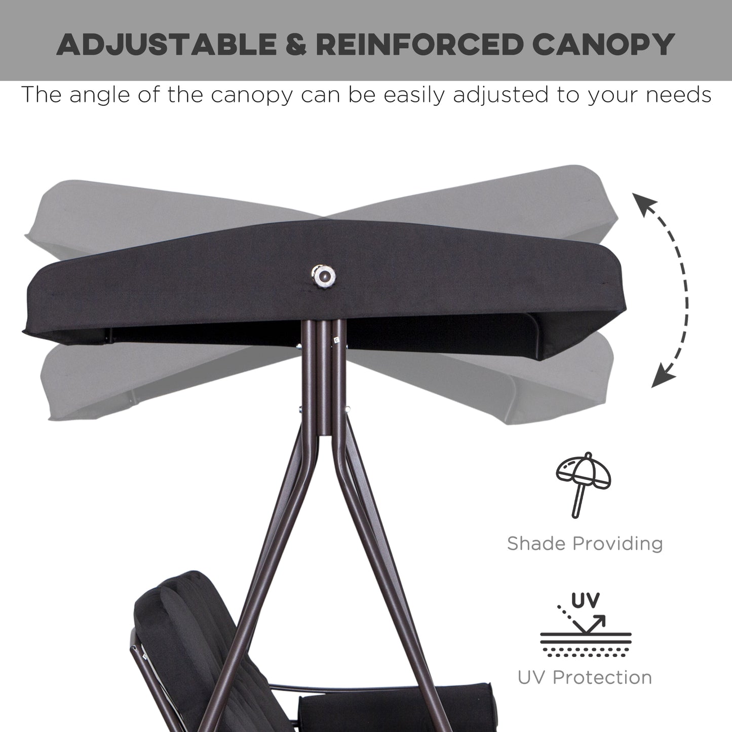 3 Seater Swing Chair Hammock Chair with Adjustable Canopy