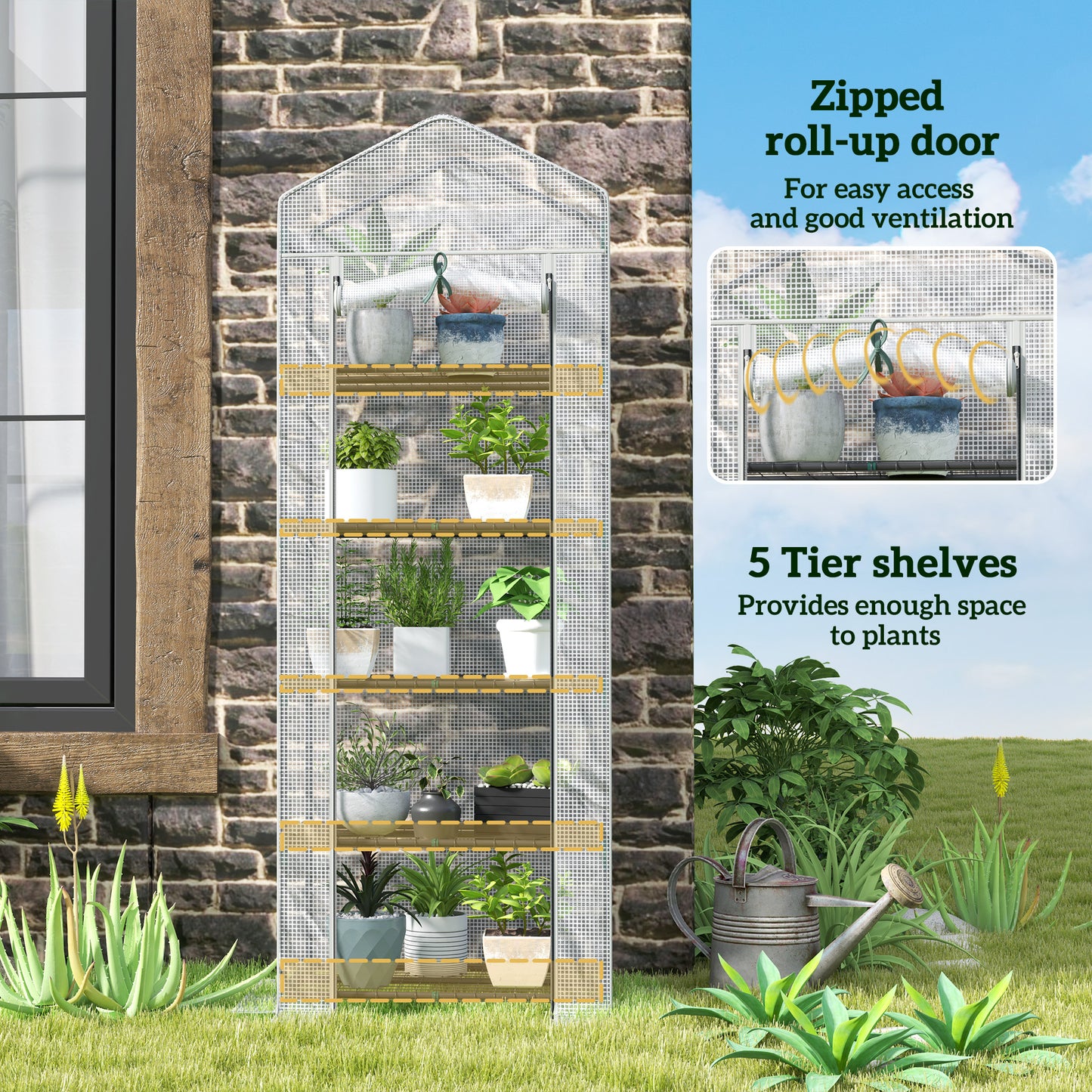 193cm Five Shelf Mini Greenhouse