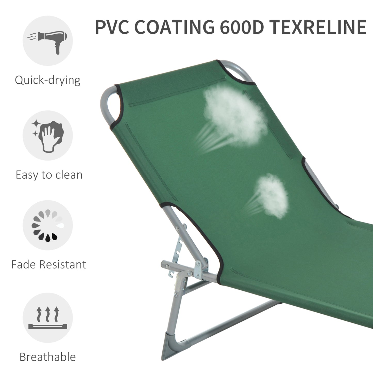 Reclining Sun Lounger Chair Folding Camping Bed