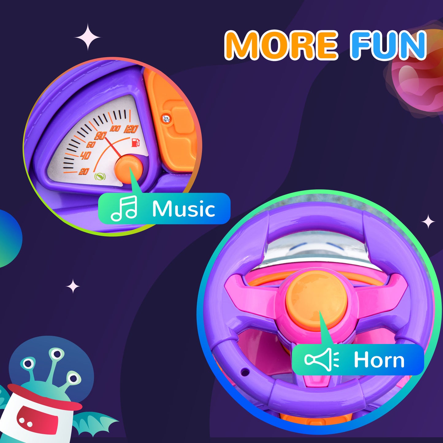 3 in 1 Ride on Push Car, Cartoon Robot Theme Foot to Floor Slider