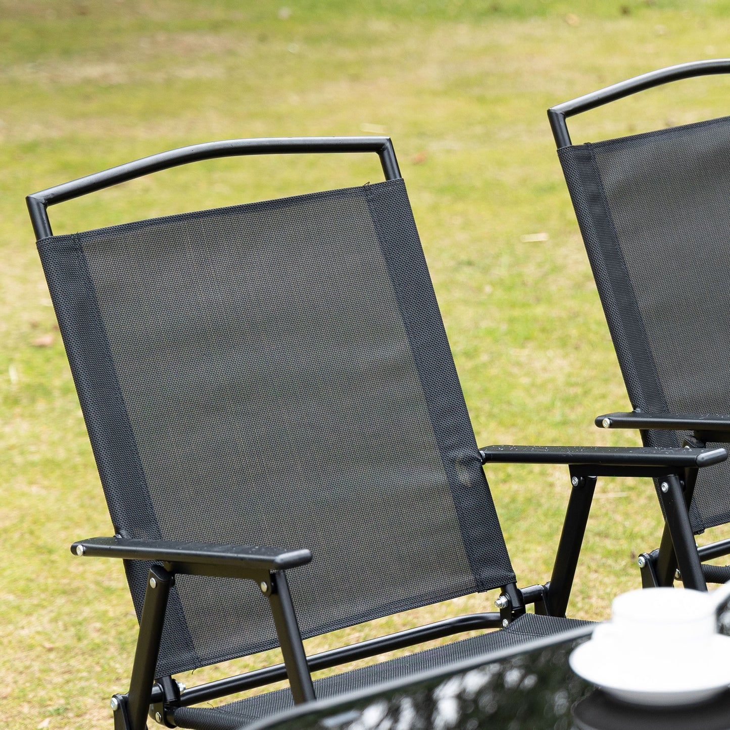 Eight-Piece Garden Dining Set, with Chairs, Table and Parasol