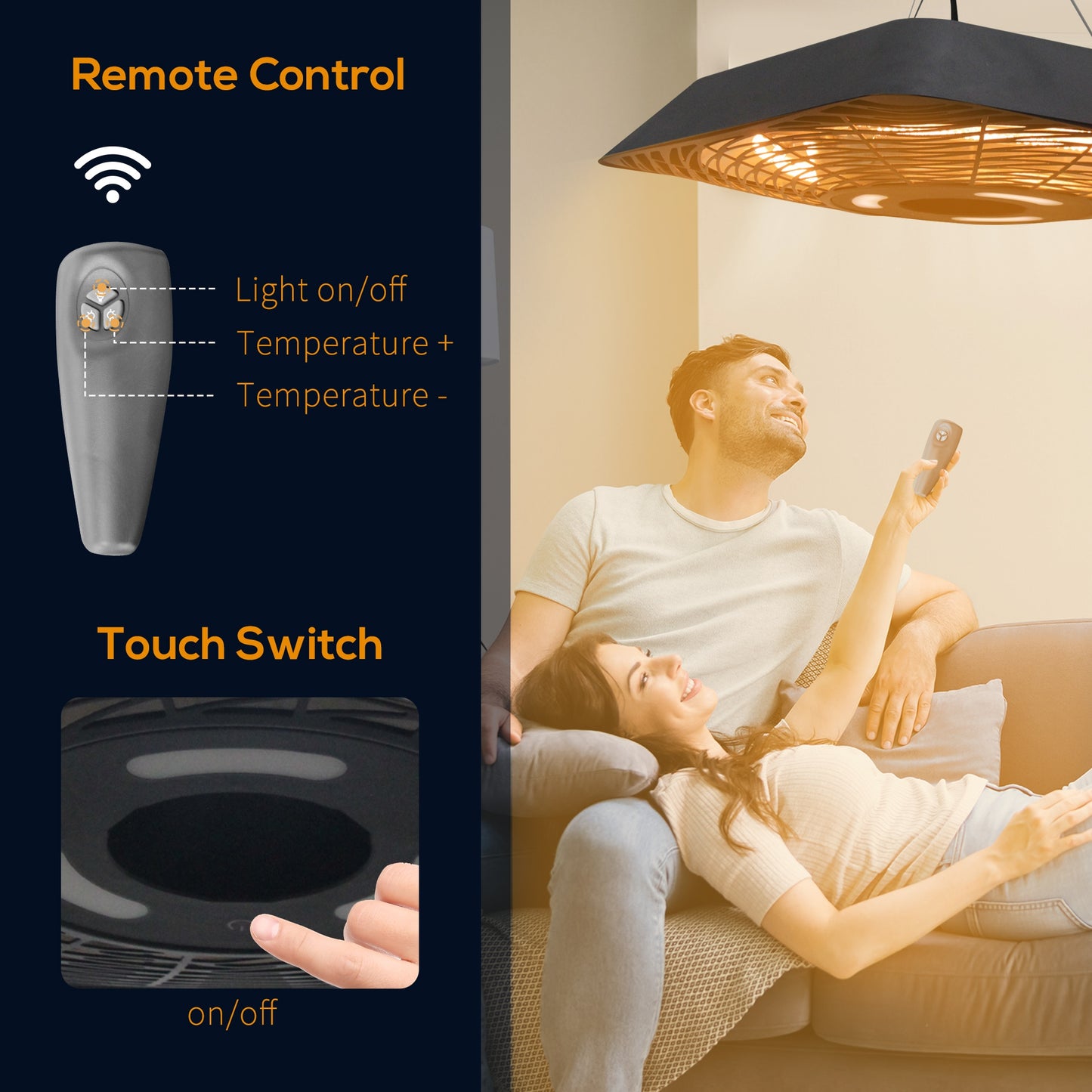 2000W Electric Hanging Patio Heater Ceiling Mounted Halogen Heating