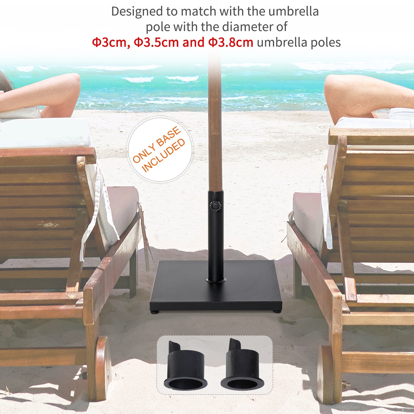 Φ35/38/48MM 18KG Steel Square Parasol Stand Base w/ Adjustable Knob