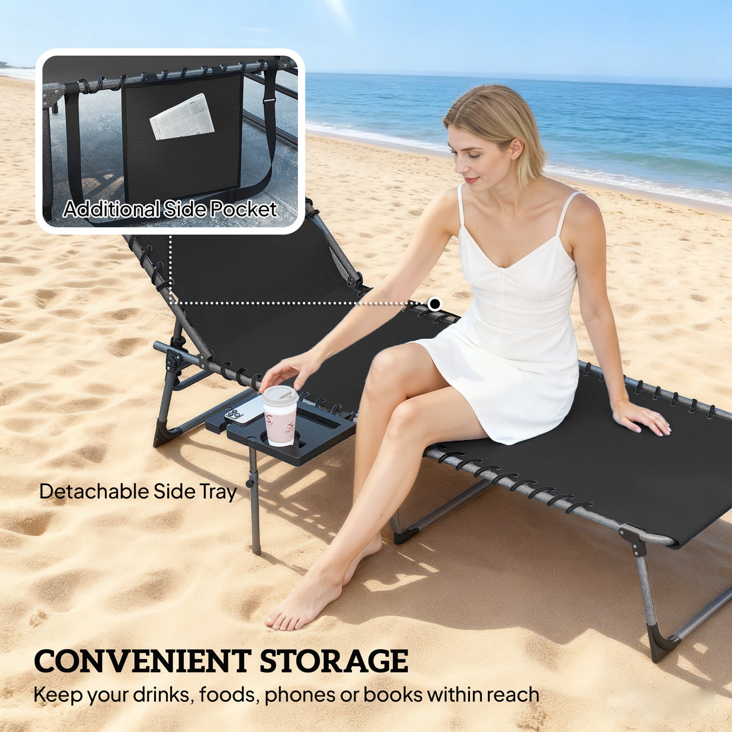 Five-Position Reclining Sun Loungers Set of 2