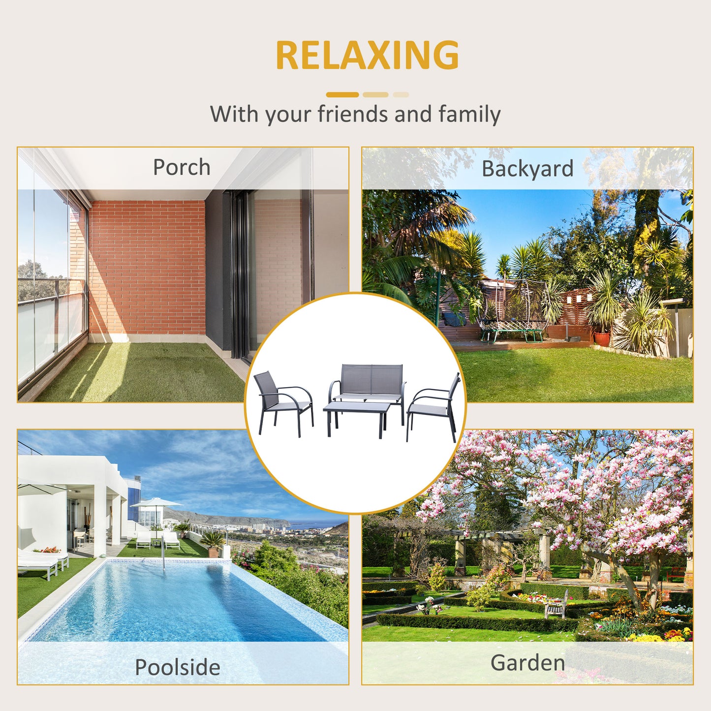 Four-Piece Minimal Garden Patio Set