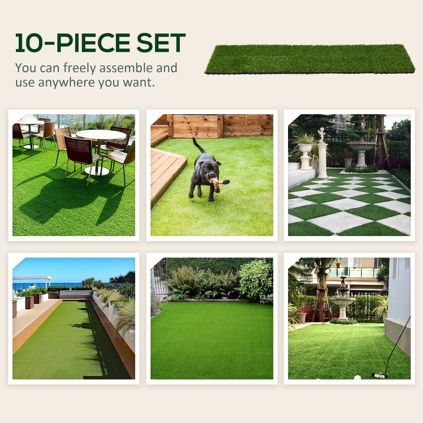 10 PCs 30 x 30cm Artificial Grass Turf