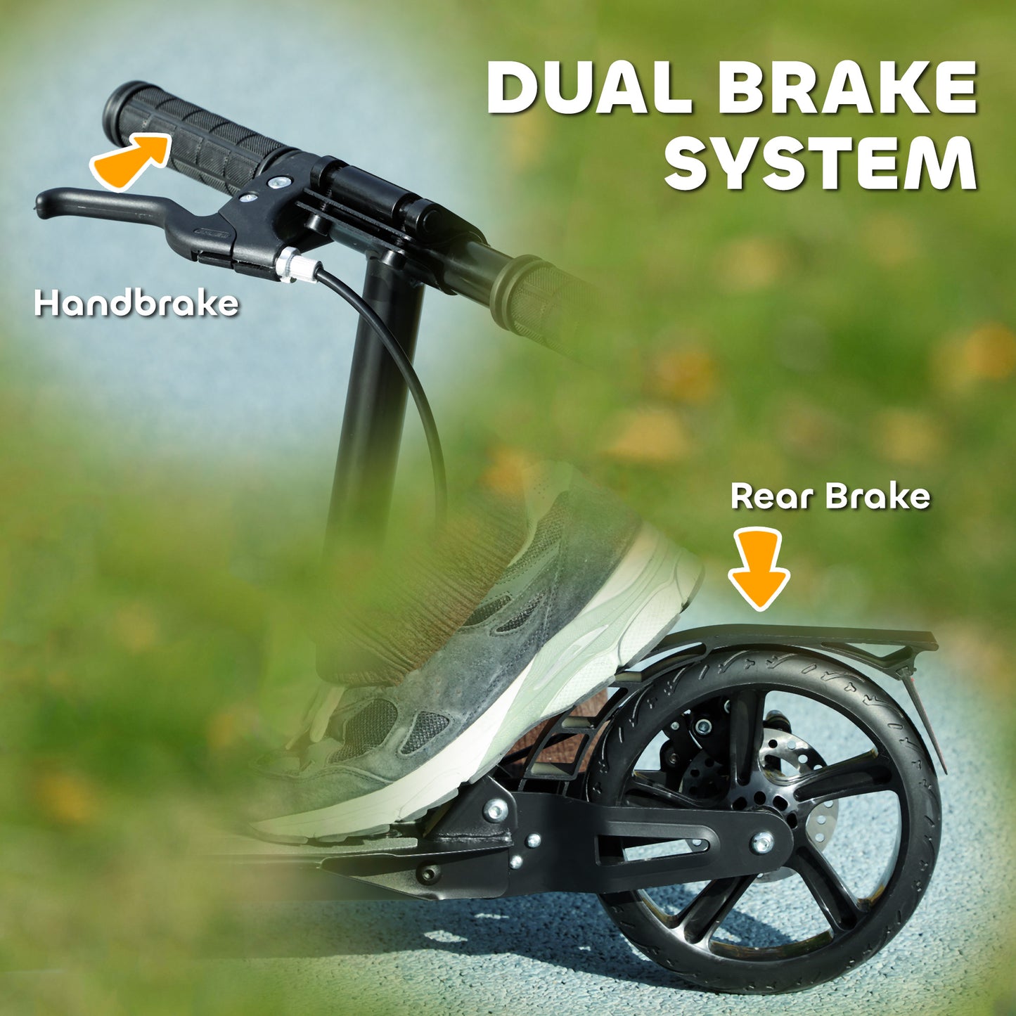 Kids Scooter with Four-Level Adjustable Handlebar, Dual Brake System