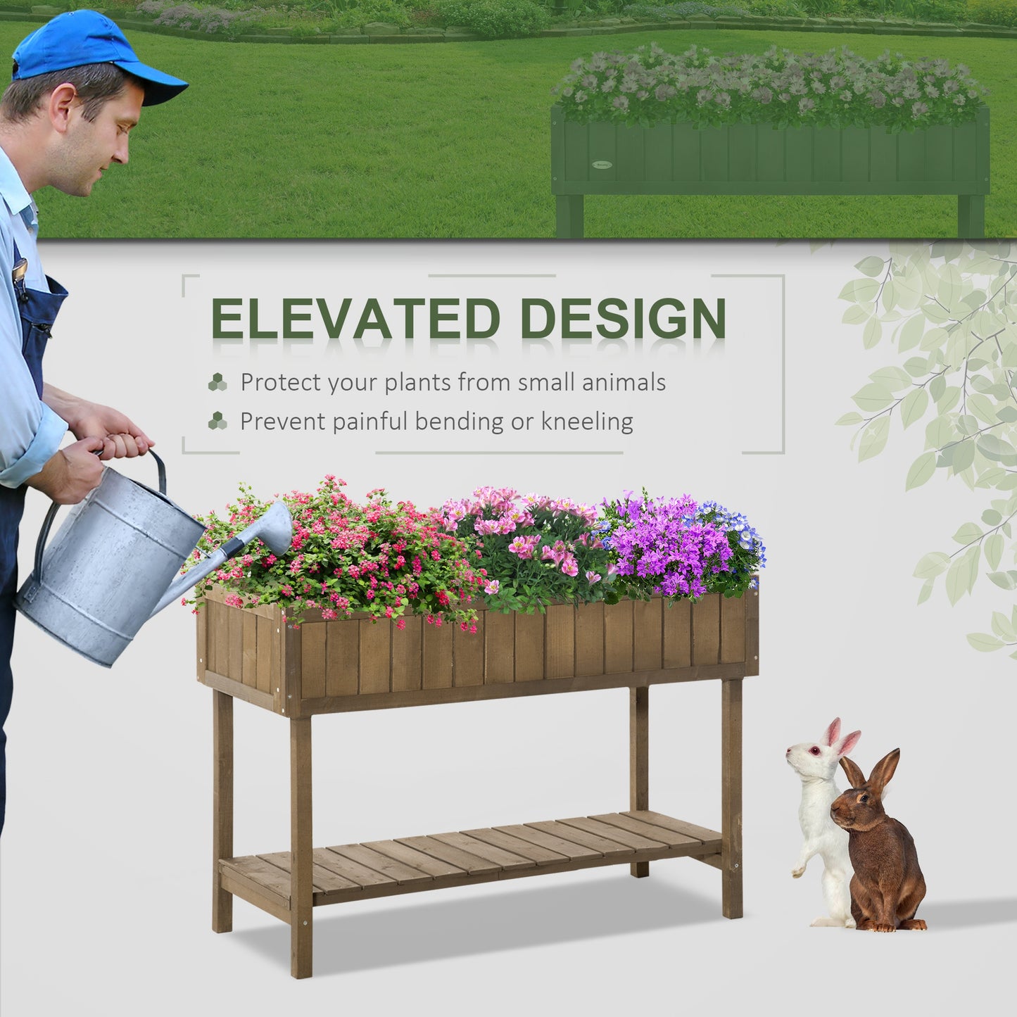Wooden Herb Planter Raised Bed Container Garden Plant Stand Bed 8