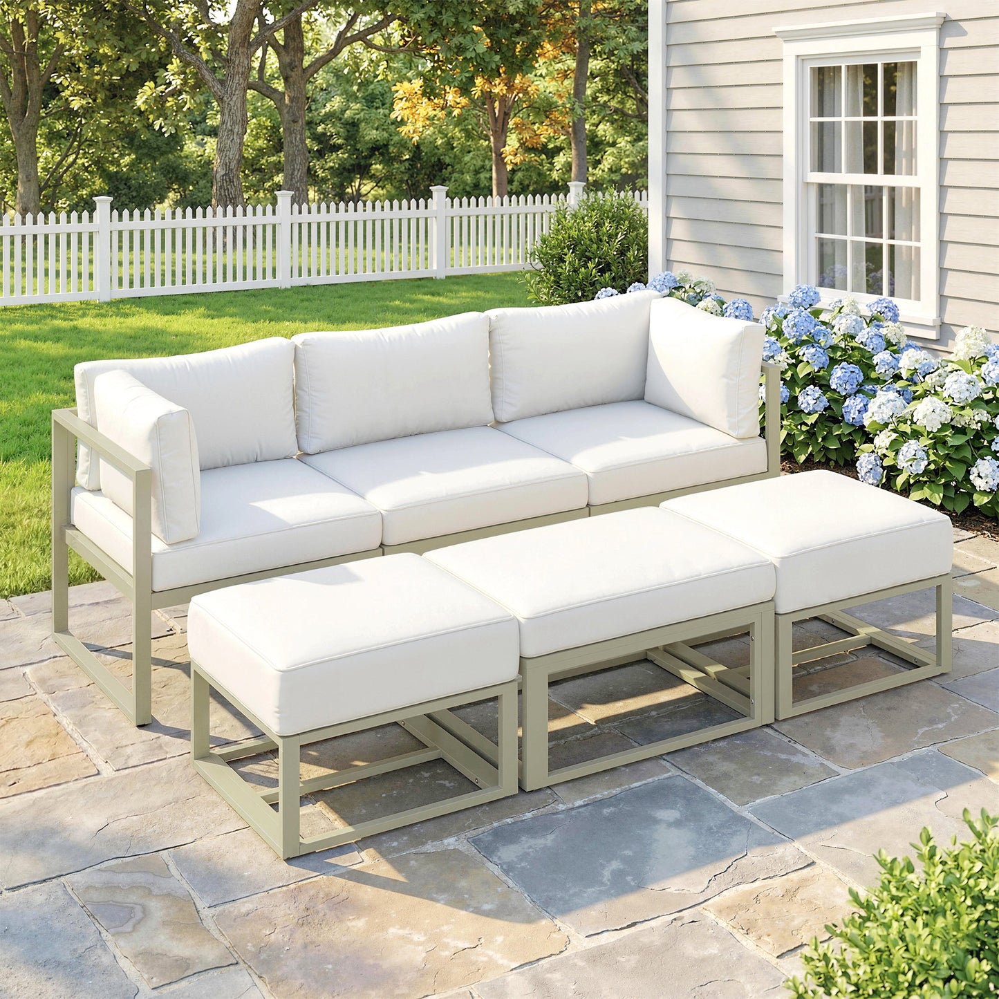 Garden Daybed, 6 Piece Outdoor Sectional Sofa Set