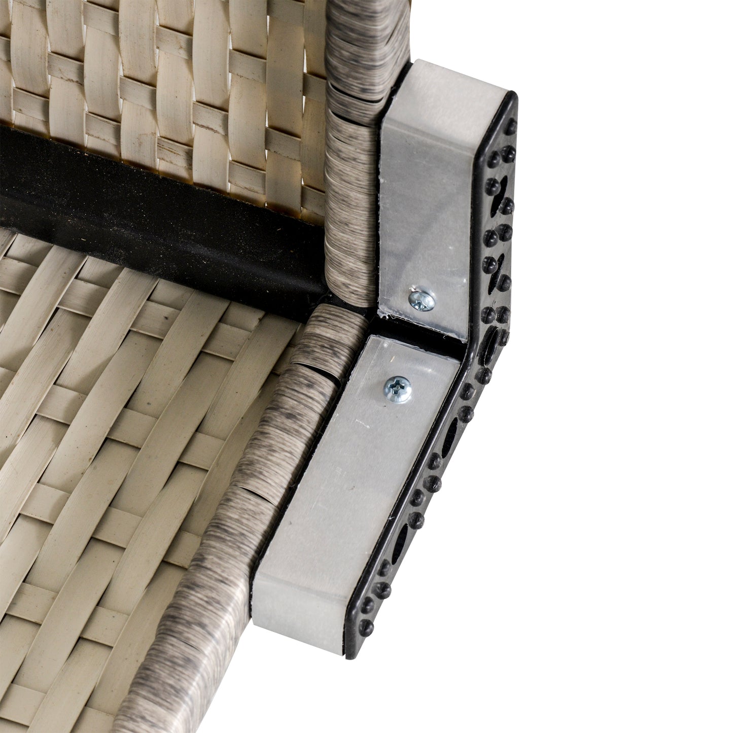 Square PE Wicker Rattan Table, with Glass Top