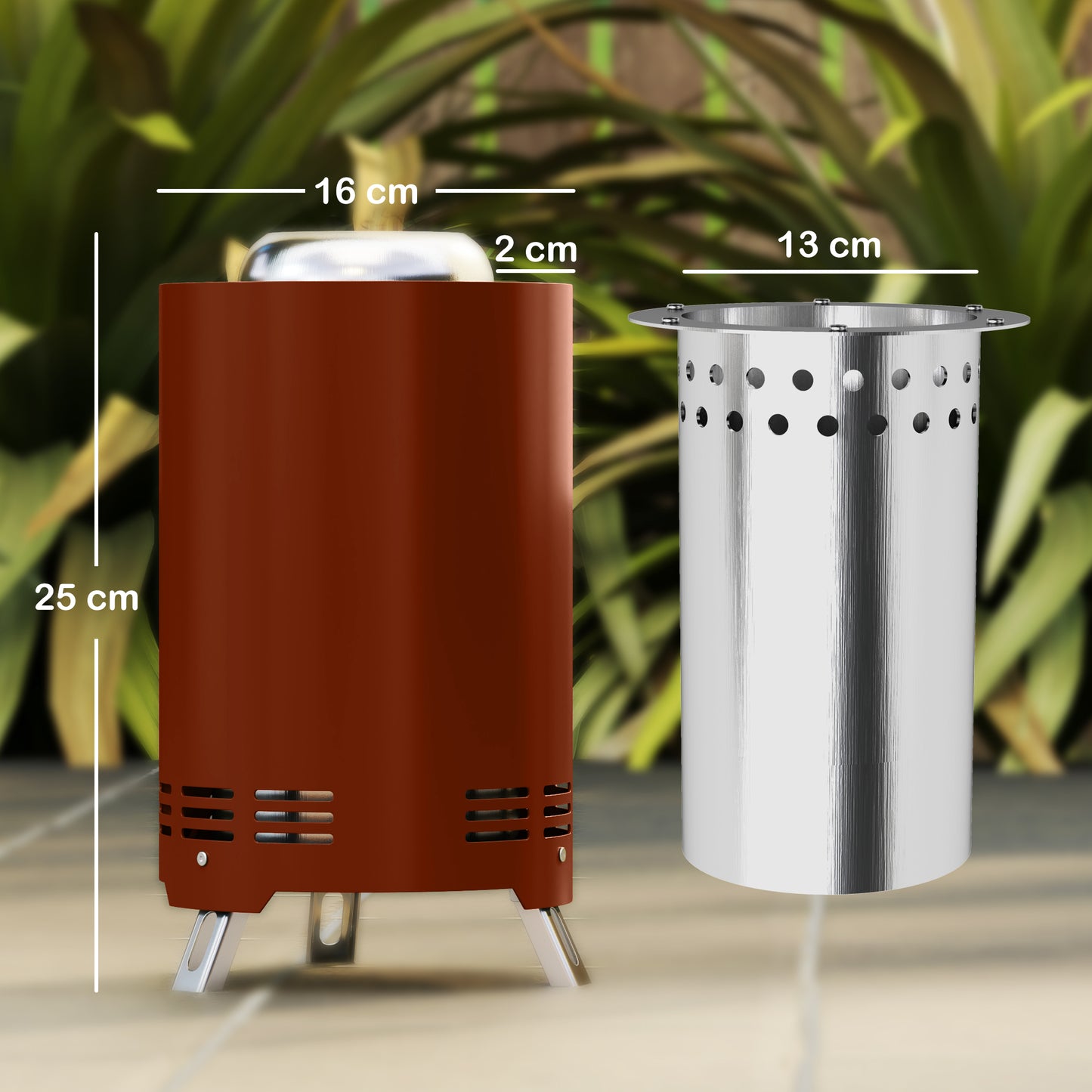 Smokeless Fire Pit, 16 x 16 cm Stainless Steel Portable Wood