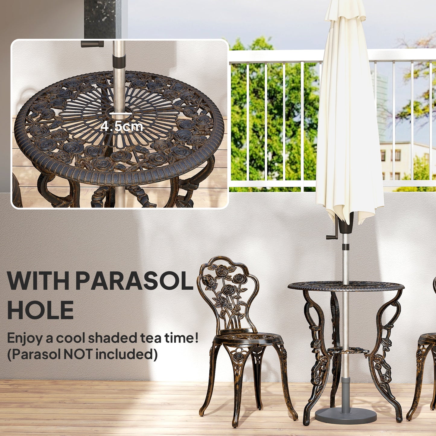 Outdoor Bistro Set Vintage Rose Design Patio Furniture Set