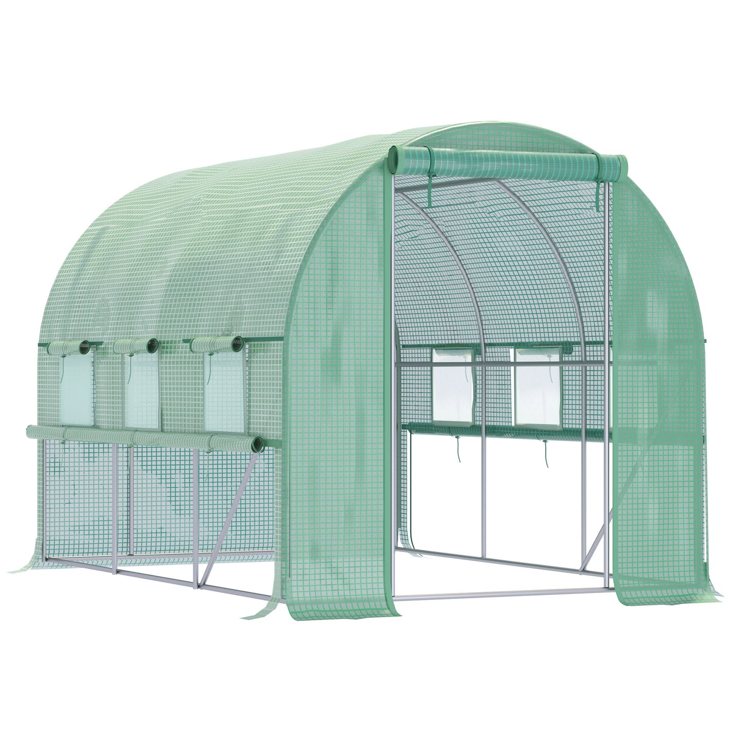 Walk-in Polytunnel Greenhouse Green House with Roll-up Sidewalls