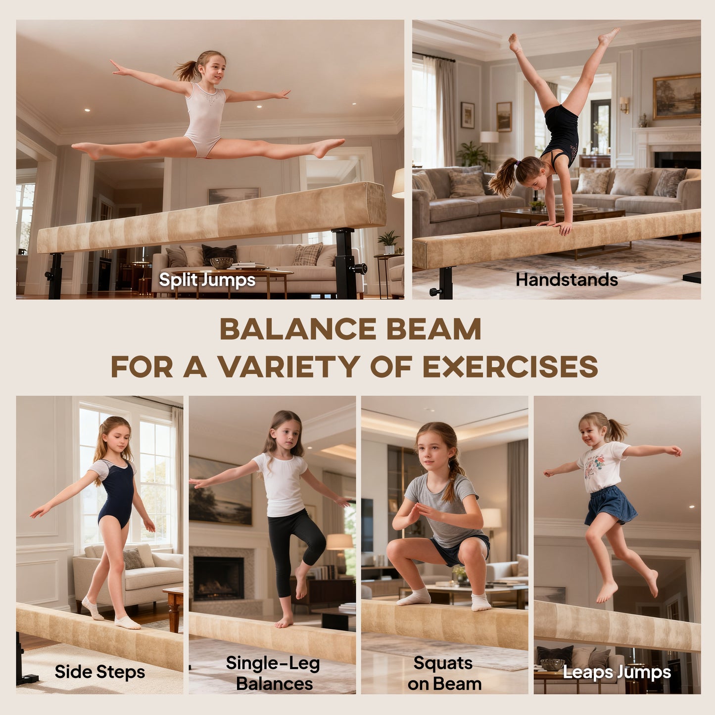 7.5ft Adjustable Balance Beam, Gymnastics Beam with Wheels