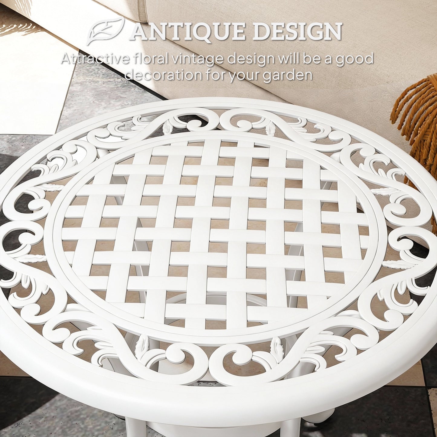 60 cm Round Garden Table, Cast Aluminium Outdoor Patio Table
