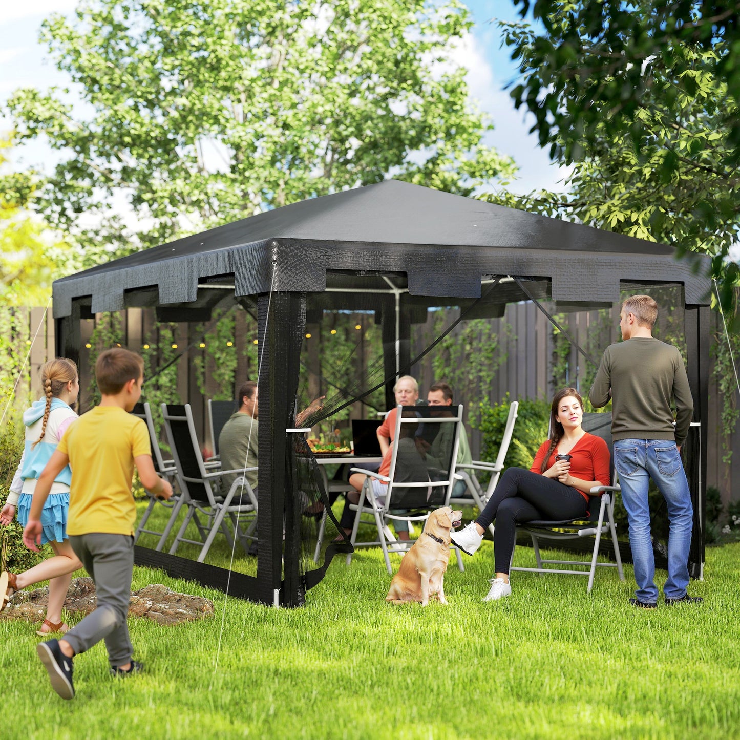 4 x 3 m Party Tent Wedding Gazebo Outdoor Waterproof PE Canopy Shade