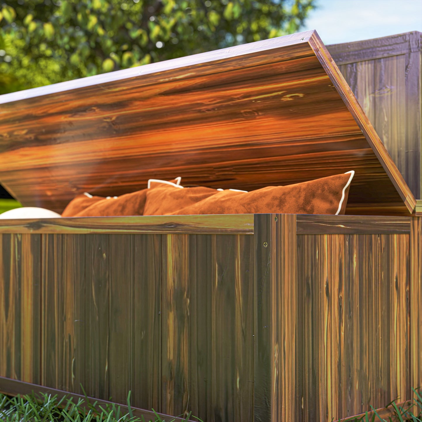 Wood Storage Bench for Patio Furniture, Outdoor Garden Seating Tools