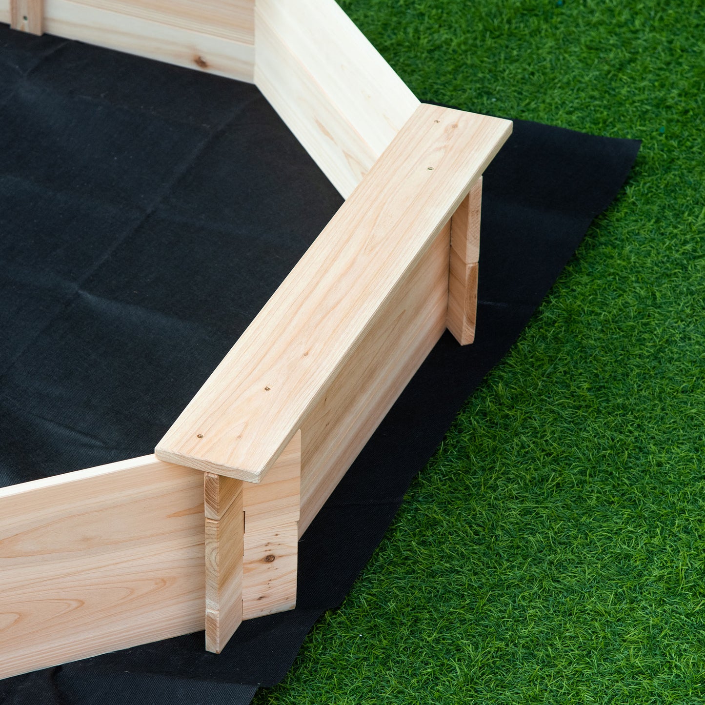 Kids Wooden Sand Pit Children Sandbox with Cover Outdoor Playset