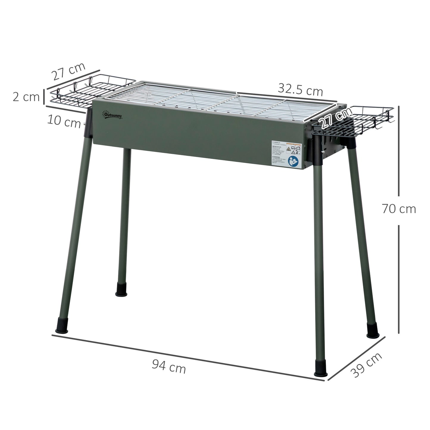 Portable Charcoal Barbecue BBQ Grill with Seasoning Baskets