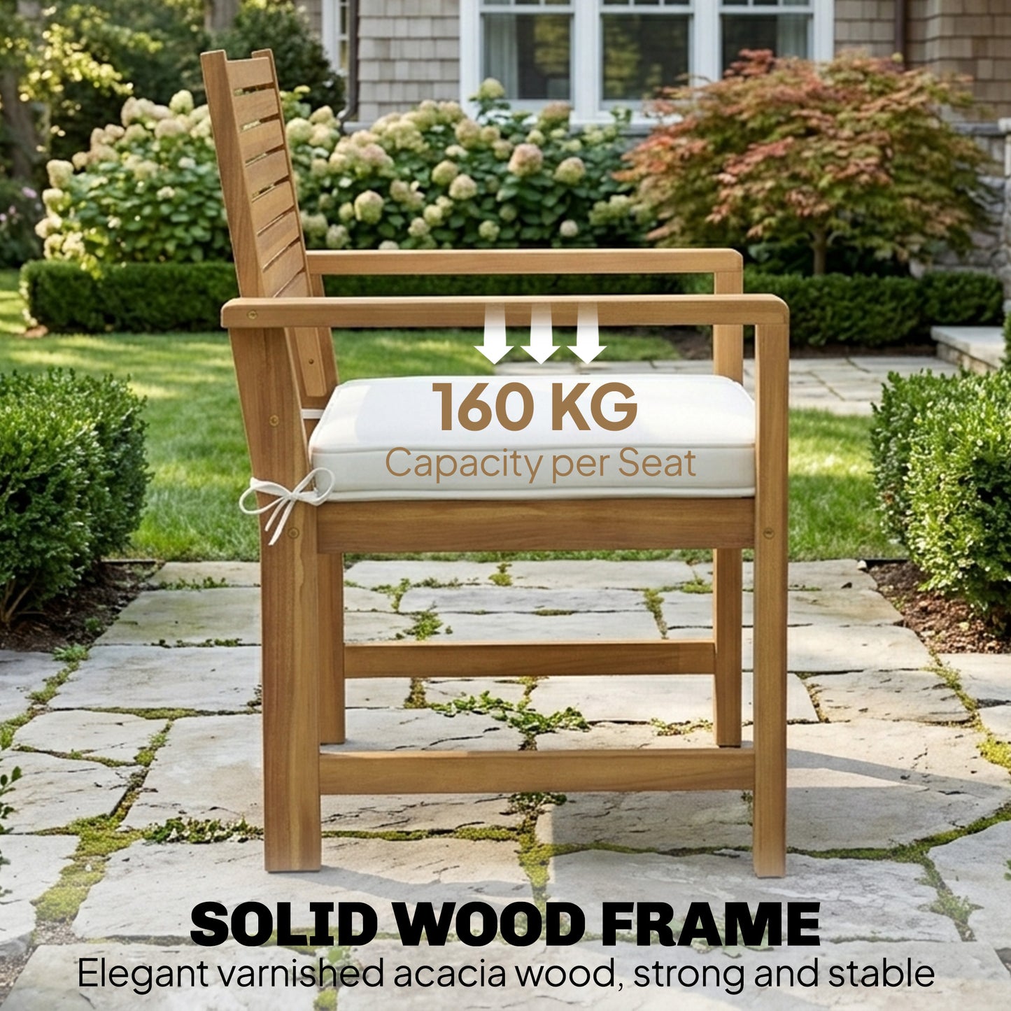 4 Seater Wooden Garden Furniture Set with Loveseat, Armchairs, Table