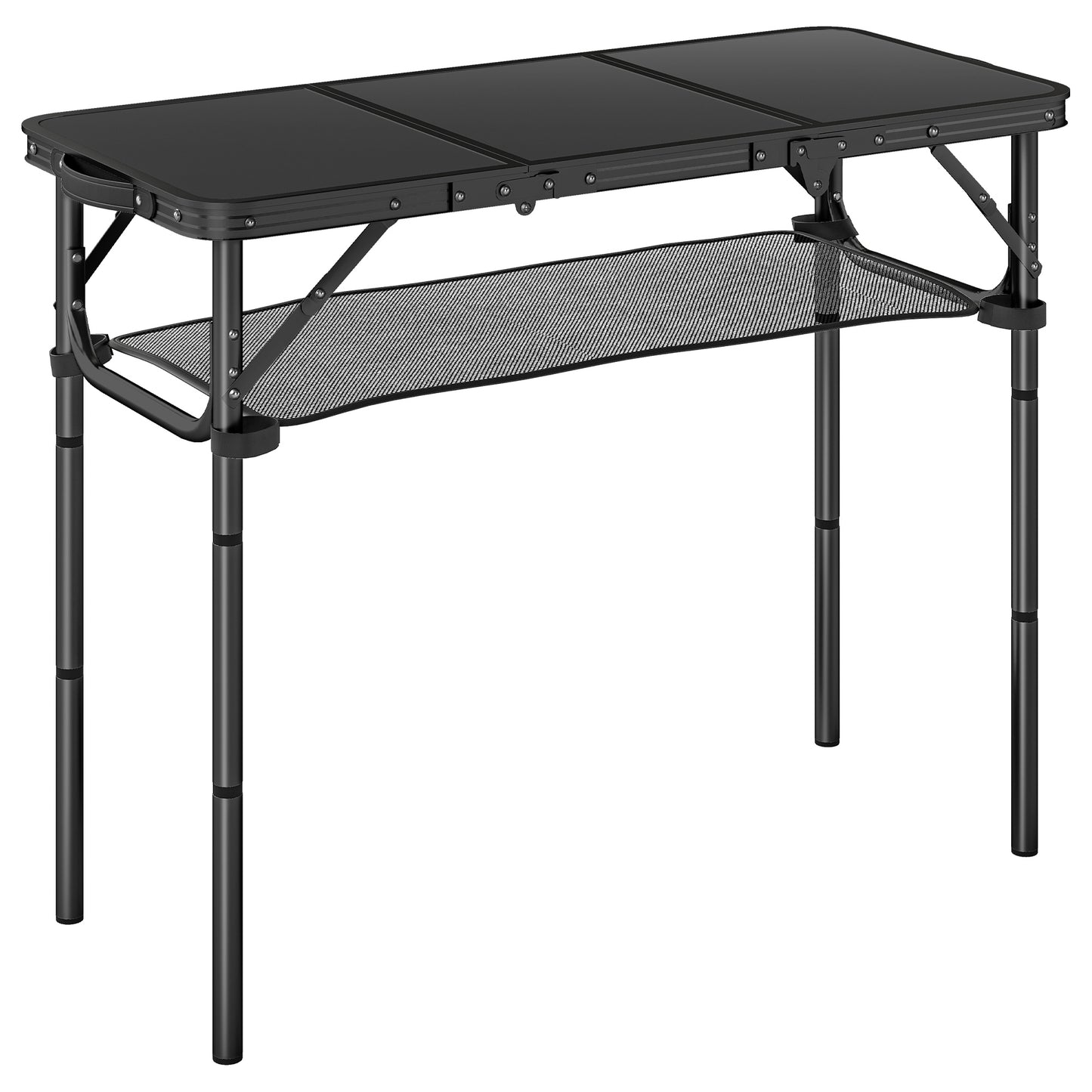 3ft Folding Camping Table, Picnic Table with Mesh Storage Layer
