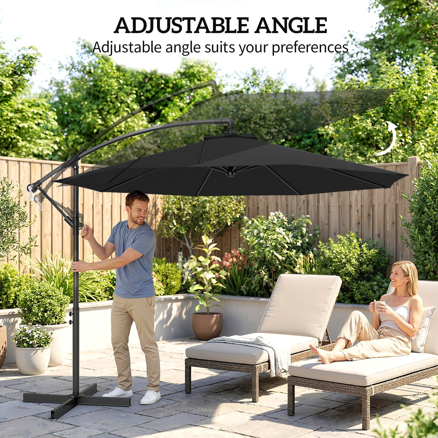 3m Overhanging Cantilever Parasol, with Cross Base (3)