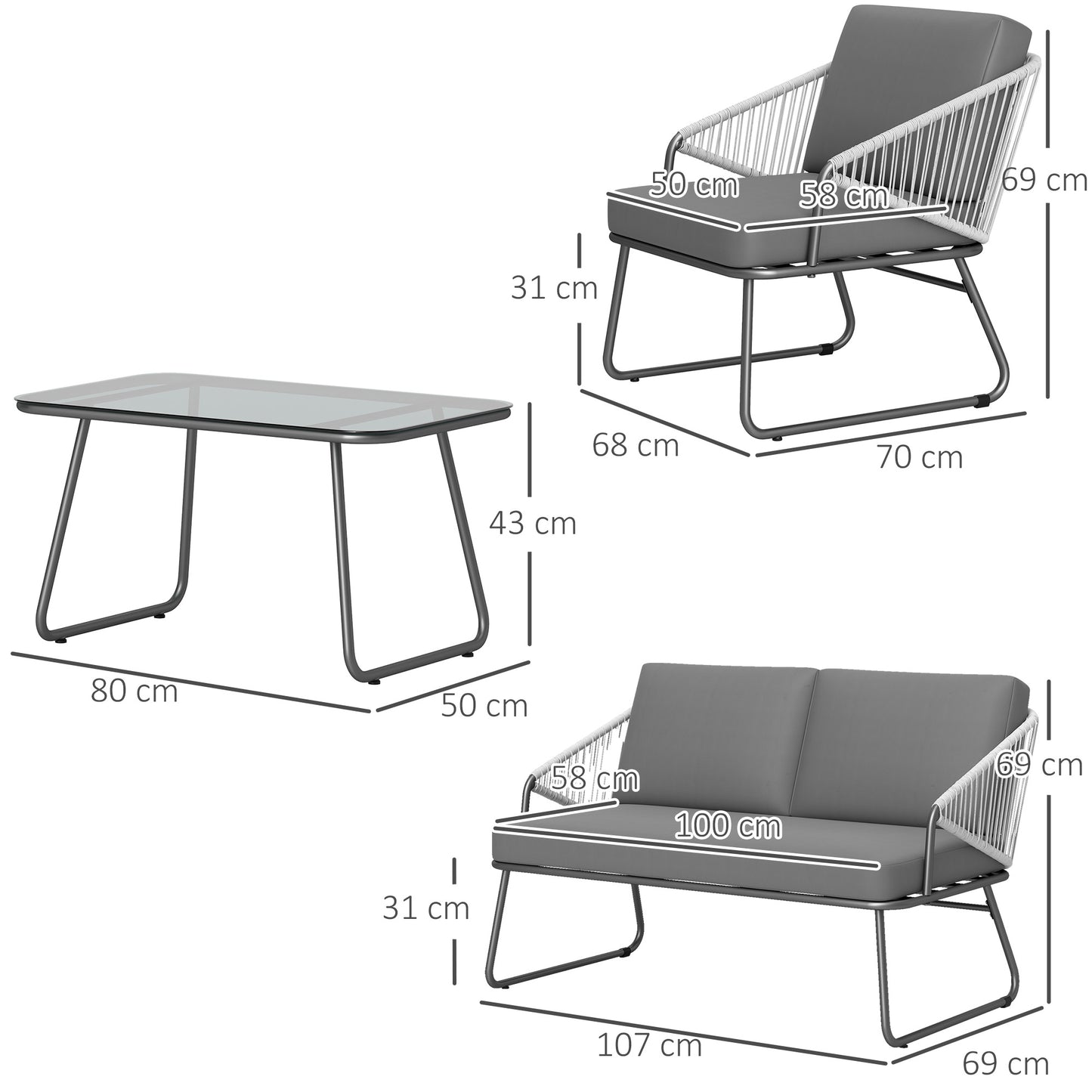 Four-Piece Rattan Strong Panel Outdoor Sofa Set