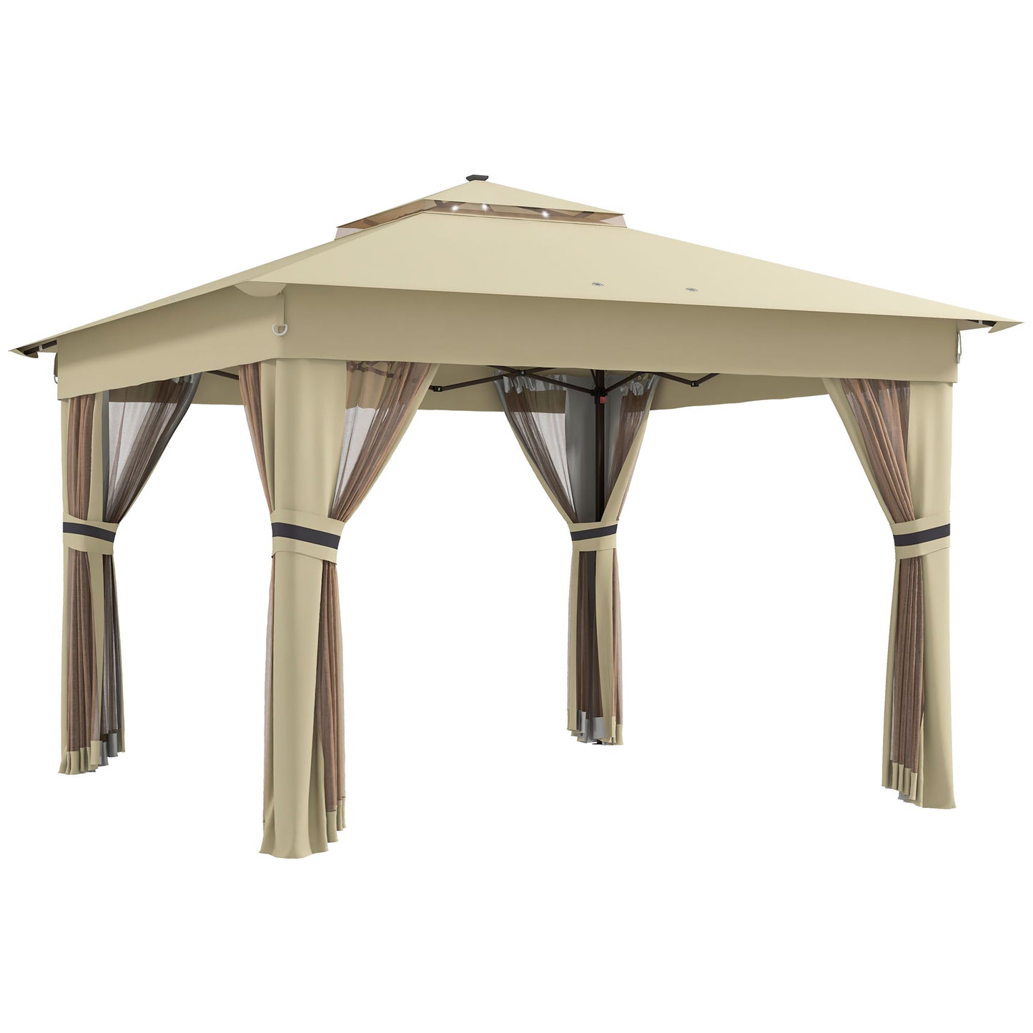 3.36 x 3.36m Pop Up Gazebo Party Tent with Solar-Powered LED Lights