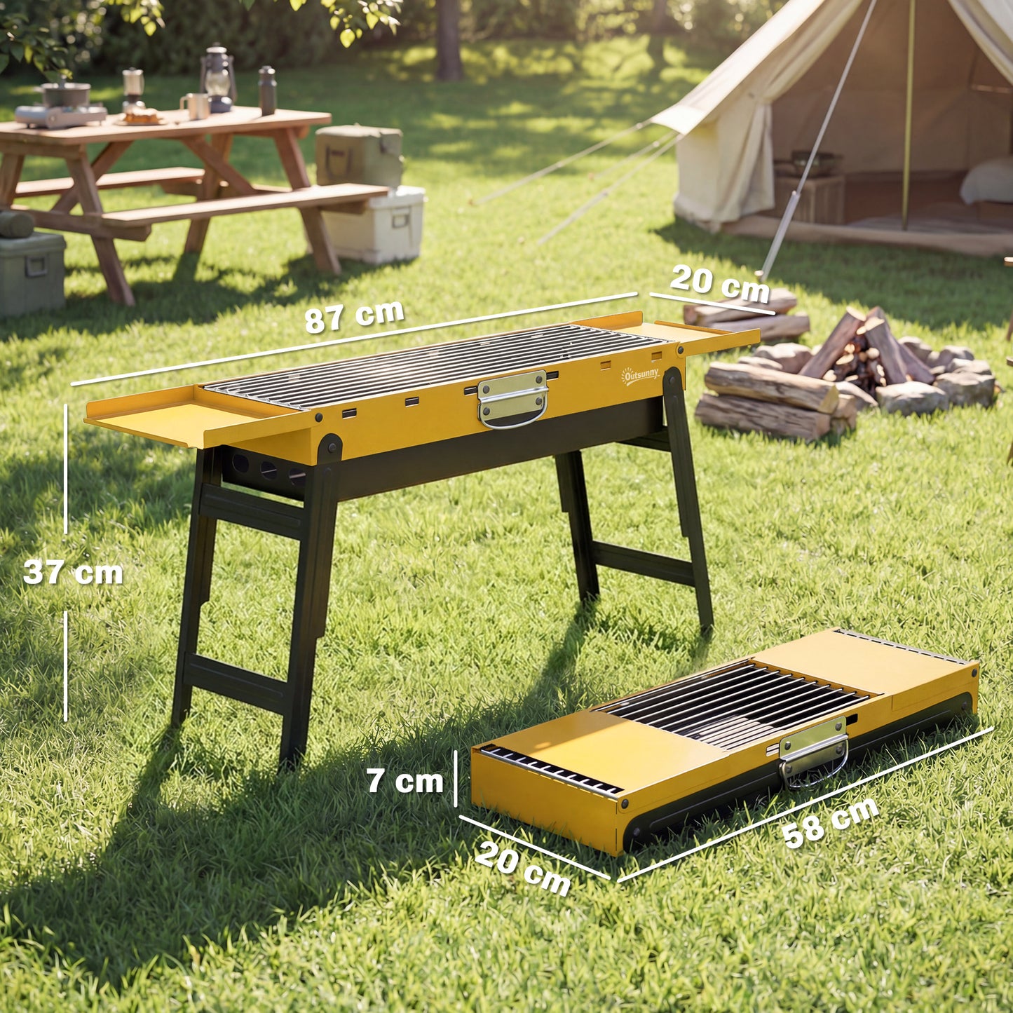 Portable BBQ Grill, Foldable Charcoal Grill for Camping and Picnics