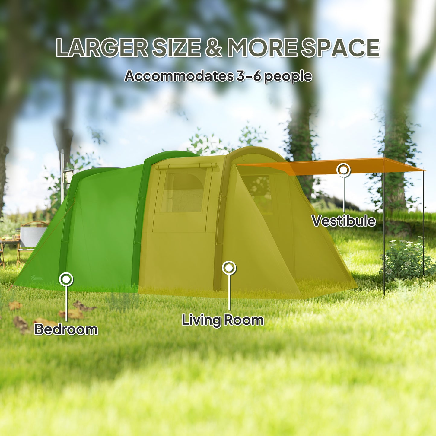 Inflatable 3-4 Man Tunnel Tent w/ Air Pump, Living Area & Vestibule (1)
