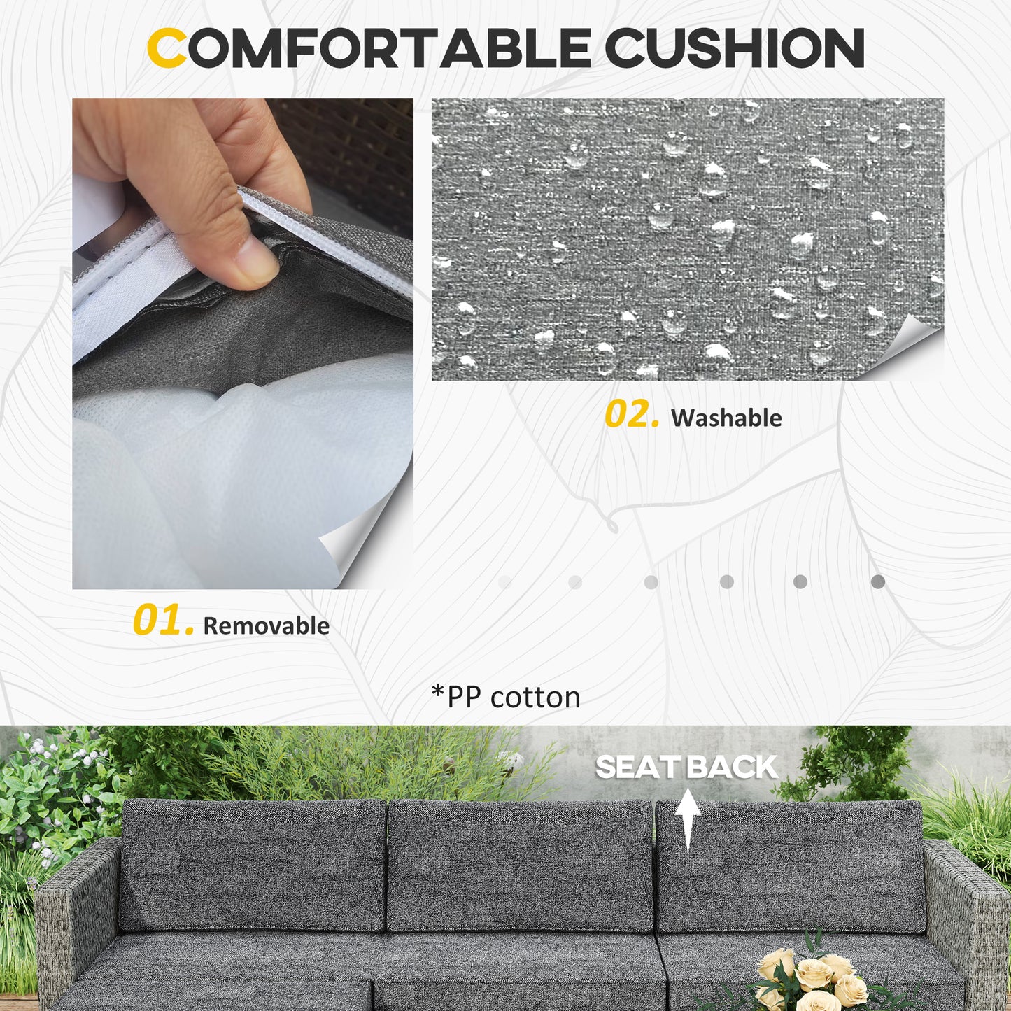 5-Piece Rattan Patio Furniture Set with Corner Sofa, Footstools