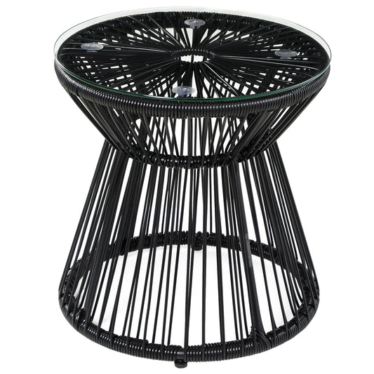 Round End Table, Rattan Side Table