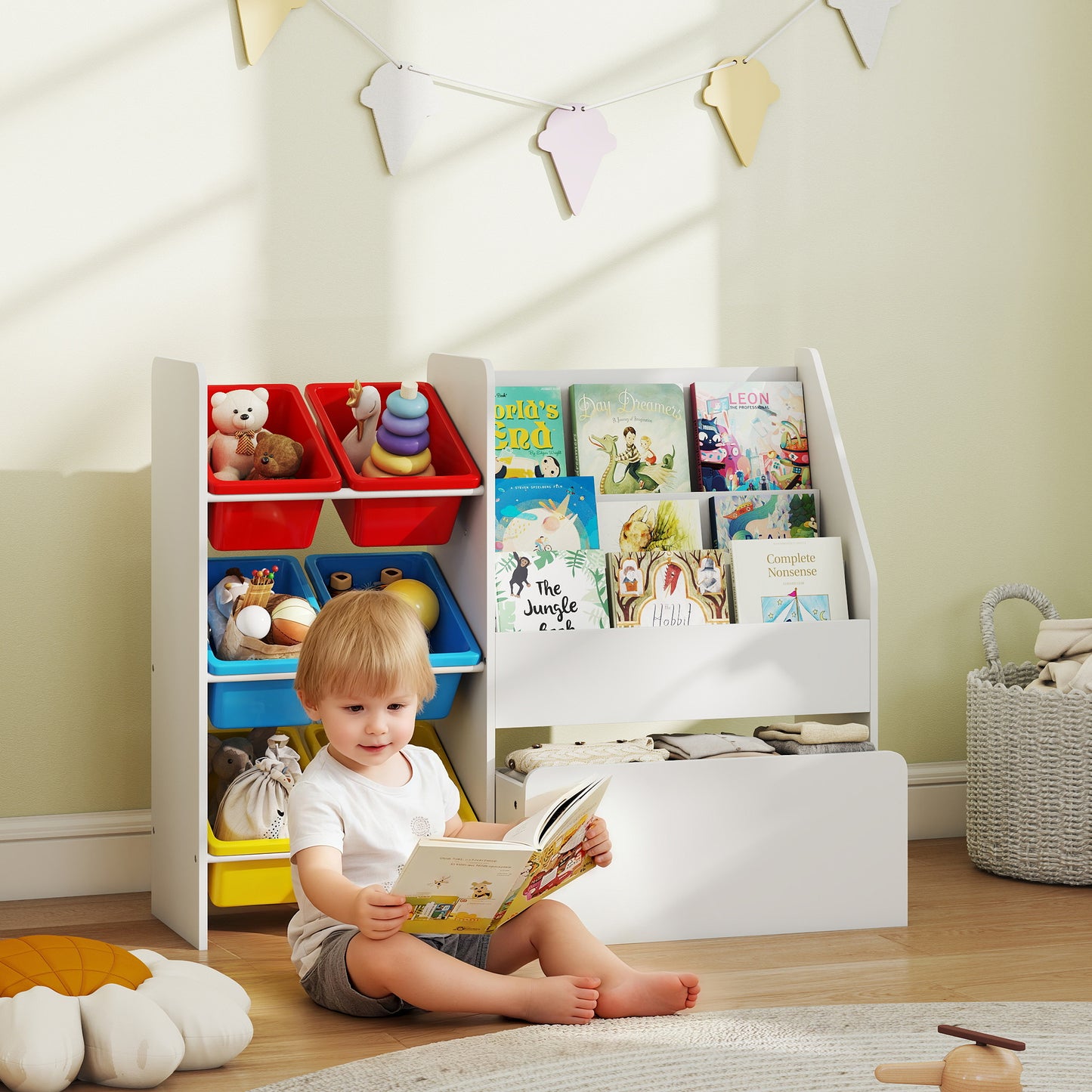 Toy Storage Unit, 3-Tier Toy Organiser Shelf