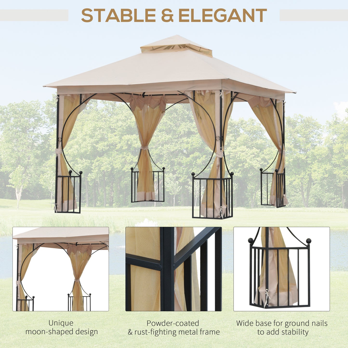 3 x 3(m) Garden Gazebo Patio Party Tent Shelter Outdoor Canopy