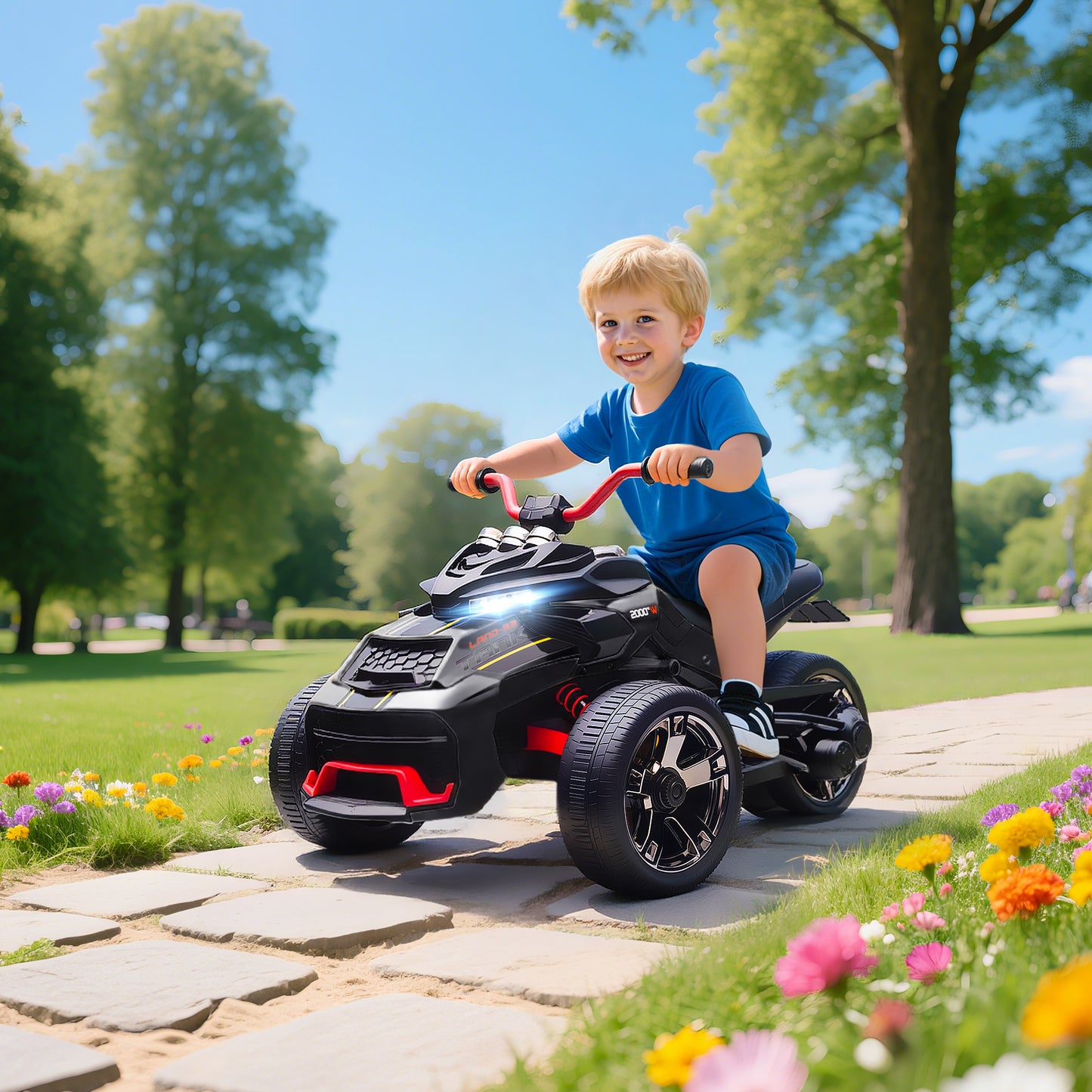 12V Kids Electric Ride On Car with 3 Wheeler, MP3 Player, Horn