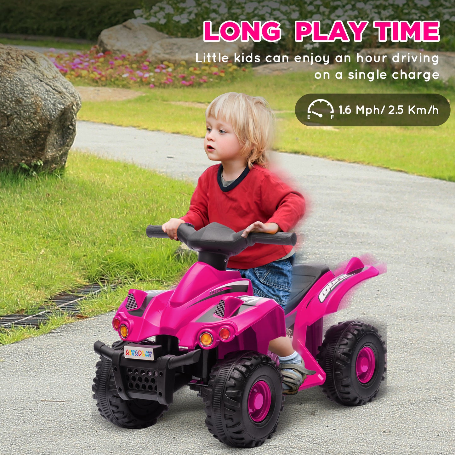 6V Kids Electric Quad Bike w/ Music, Forward Function, for 2-6 Years