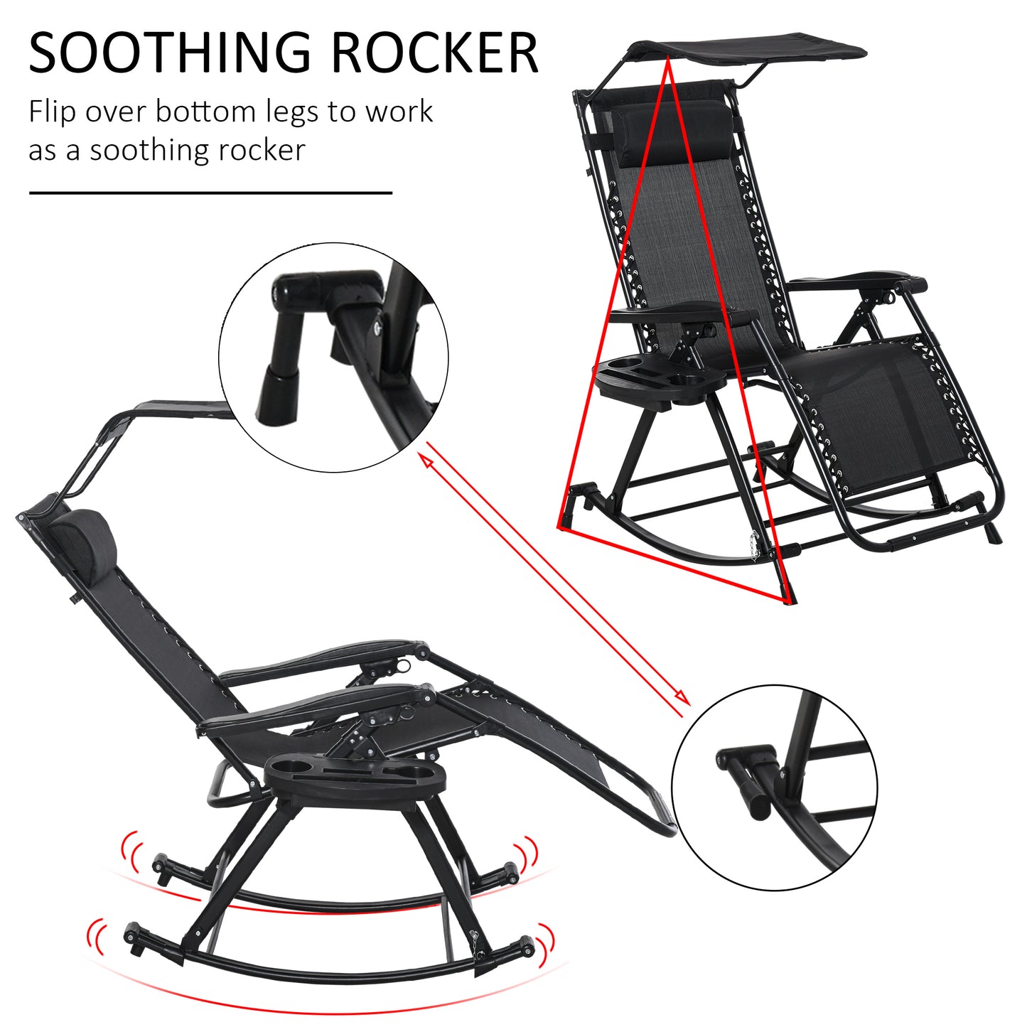 Garden Rocking Chair Folding Recliner Outdoor Adjustable Sun