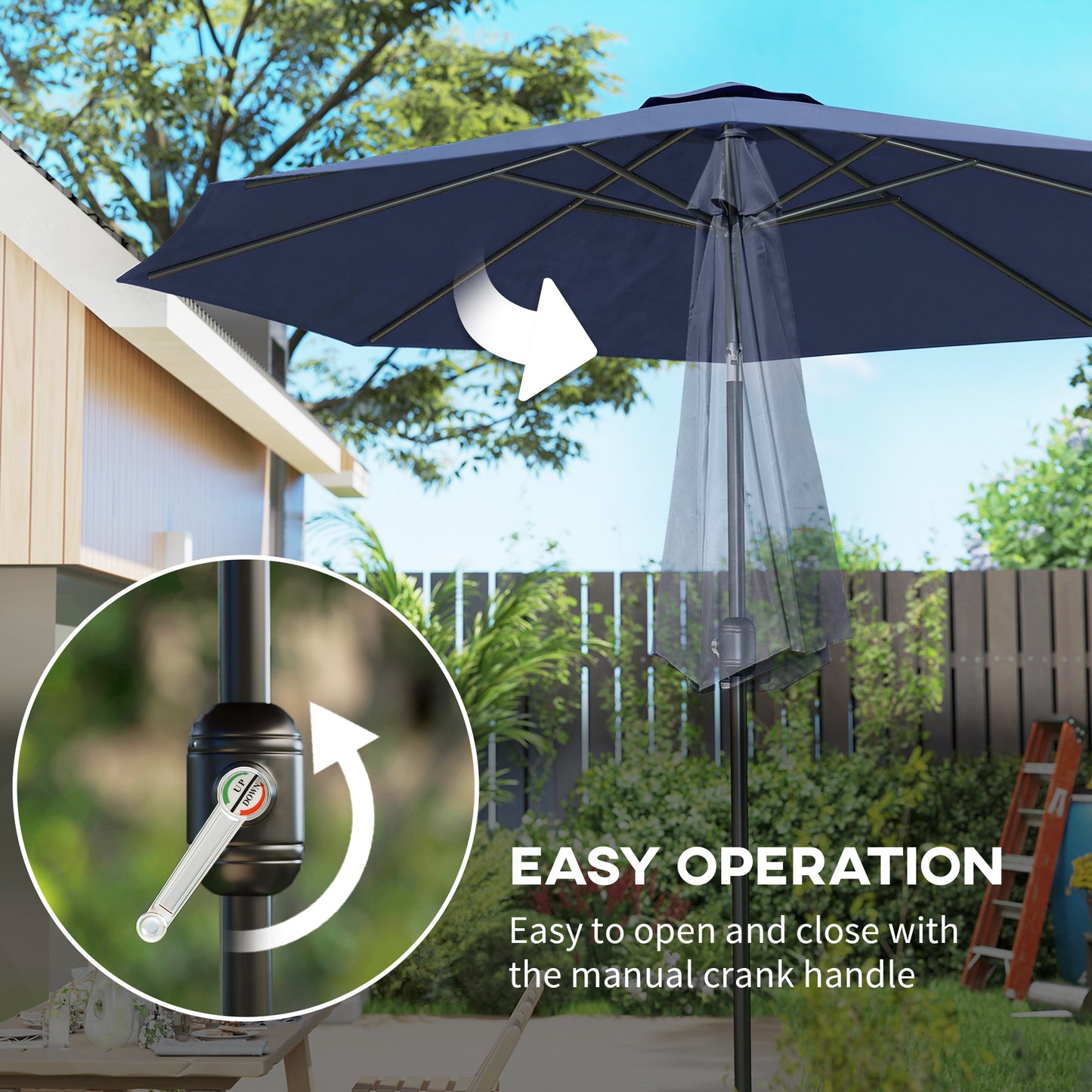 3 m Garden Parasol Umbrellas, Outdoor Sun Shade with 8 Ribs (1)