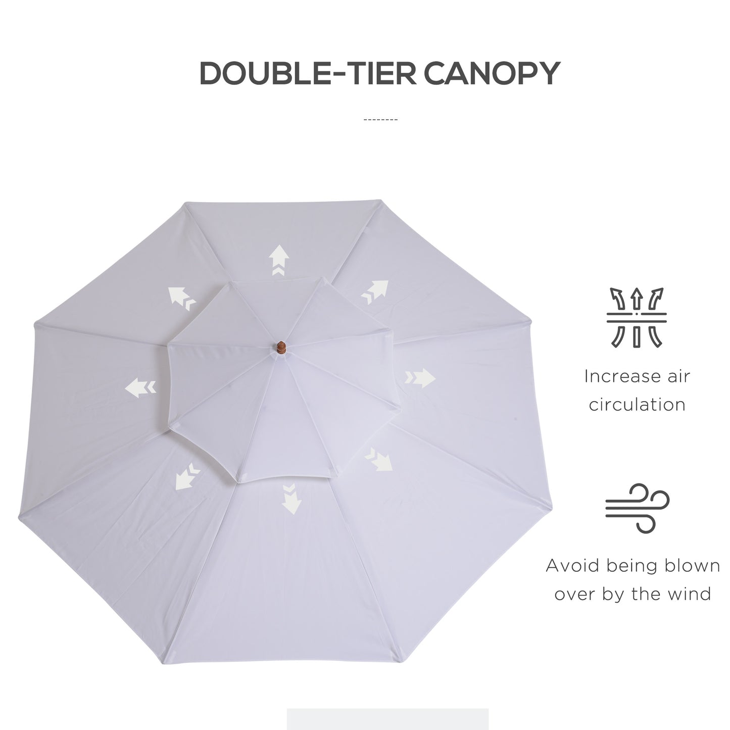 2.7m Elegant Wooden Frame Parasol Umbrella