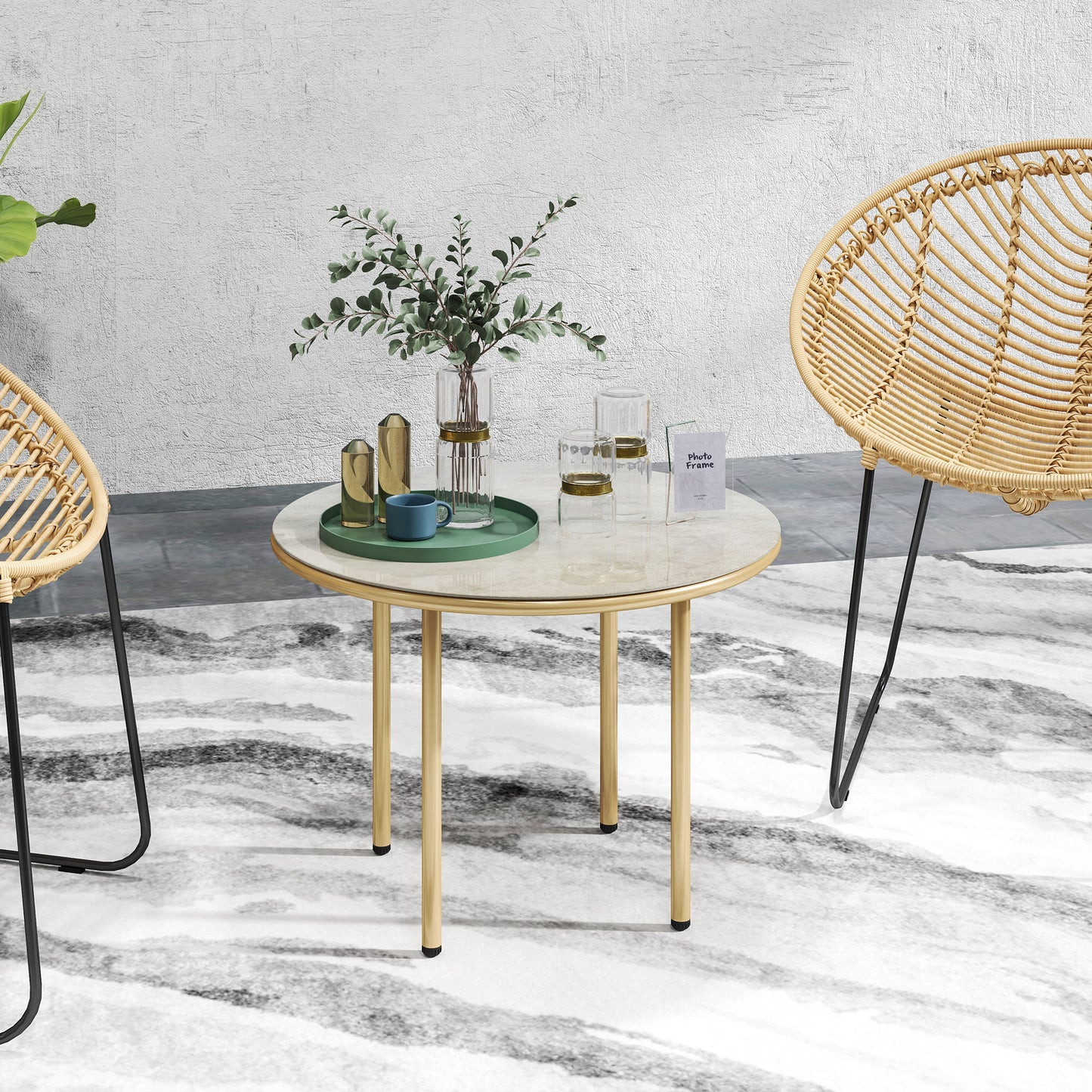 Round Coffee Table, Modern End Side Table